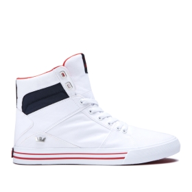 Supra Mens ALUMINUM High Top Shoes White/Navy/white | US-86927